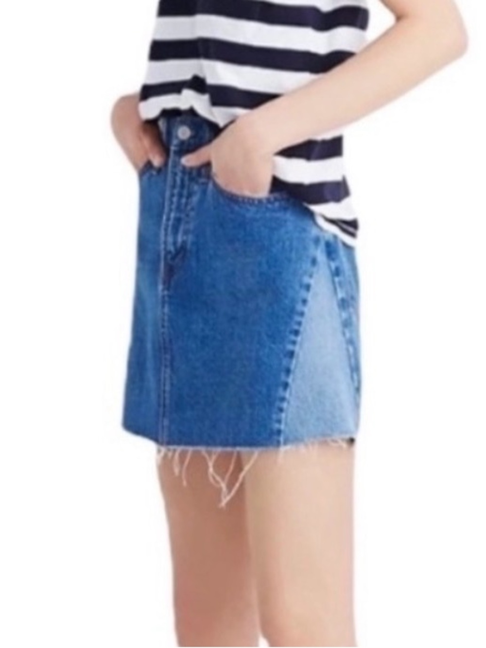 Madewell Rigid Denim A-Line Mini Skirt Pieced Edition Size 27
